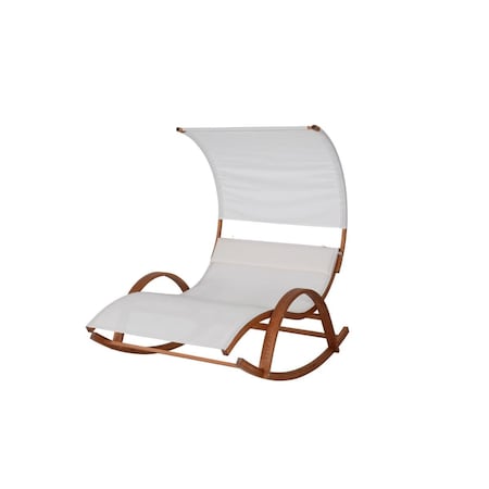 Blue Wave Bentwood Breeze Wood Frame Dual Rocking Lounger, White NU6903