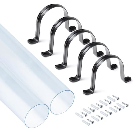 Powertec Clear PVC Pipe 4 in. x 36 in. Long, 2PK Plastic Tubing and 5PK Pipe Straps with Anchors & Screws 70471N