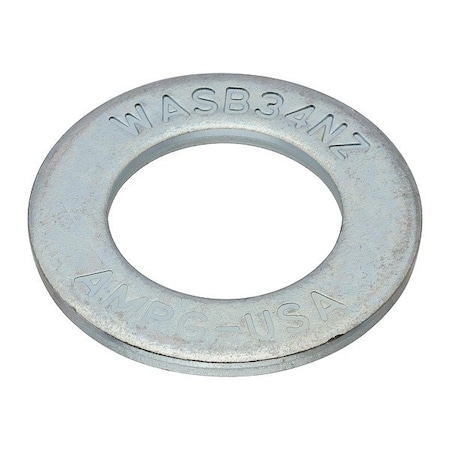 Zoro Select Flat Washer, For Screw Size 3/4 in , Steel Zinc-Plated Finish, 2 PK WASB34NZ