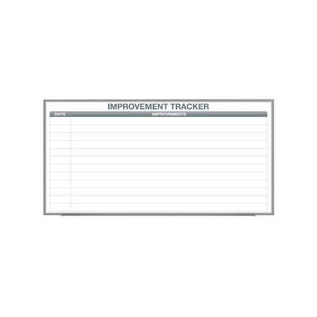 Ghent Manufacturing Whiteboard with Aluminum Frame, Improvement Tracker 1, Magnetic, 4'H x 8'W GRPM302V-48