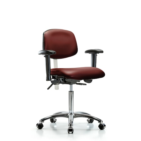 Blue Ridge Ergonomics Vinyl Clean Room Chair, Adjustable Arms BR-NCR-VMBCH-CR-T0-A1-NF-CC-8815