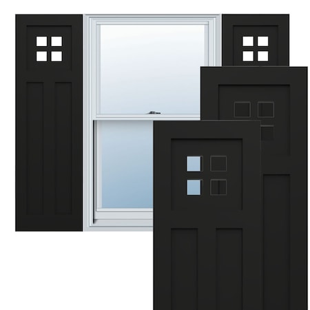 Ekena Millwork True Fit PVC San Antonio Mission Style Fixed Mount Shutters, Black, 12W x 80H, PR TFP001ST12X080BL