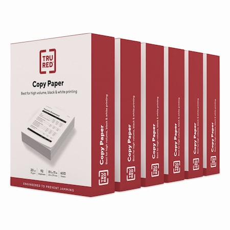 Tru Red Copy Paper, 92 Bright, 20 lb Bond Weight, 8.5 x 11, 3600PK TR62091