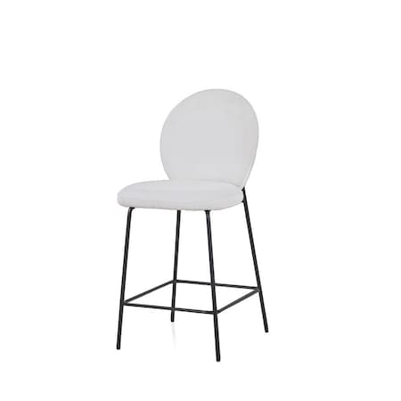 Homeroots Set of Two 26" Cream and Black Corduroy and Metal Counter Height Bar Chairs, 2PK 716228