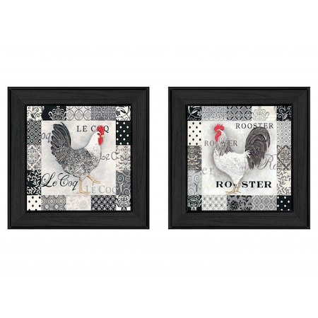 Homeroots Set Of Two Rooster I Black Framed Print Wall Art, 2PK 405682