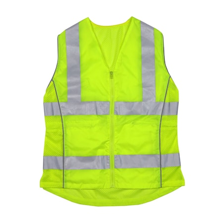 Pip ANSI Type R Class 2 Women's Contoured Vest with Solid Front/Mesh Back and Adjustable Waist 302-0312-LY/M