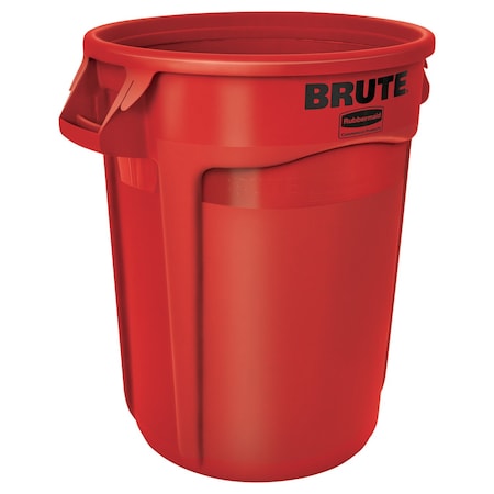 Rubbermaid Commercial BRUTE 32 gal Round Heavy Duty Plastic Can, Red, None, Plastic, Not Applicable FG263200RED