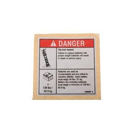 Genie REPLACEMENT DECAL, DANGER-TIP-OVER, BATT, GS 1290657GT