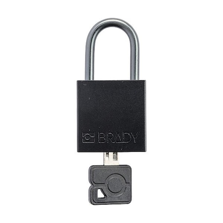 Brady Lockout Padlock, Keyed Different, Aluminum, Black, 1 in Shackle Height, 1 1/4 in Body Width CPAL-BLK-25ST-KD
