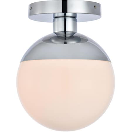 Cling Eclipse 1 Light Flush Mount Ceiling Light with Frosted White Glass, Chrome CL2943786