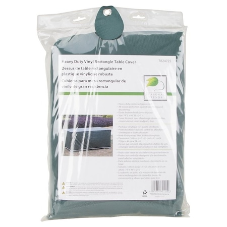 Seasonal Trends Table Cover, 74 in L, 46 in W, 24 in H, Vinyl, Green CVRA-RCT-D