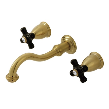 Kingston Brass Double-Handle Wall Mount Bathroom Faucet, Brushed Brass KS3127PKX