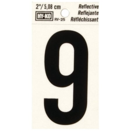 Hy-Ko Number House 9 2In Refl Blk RV-25/9