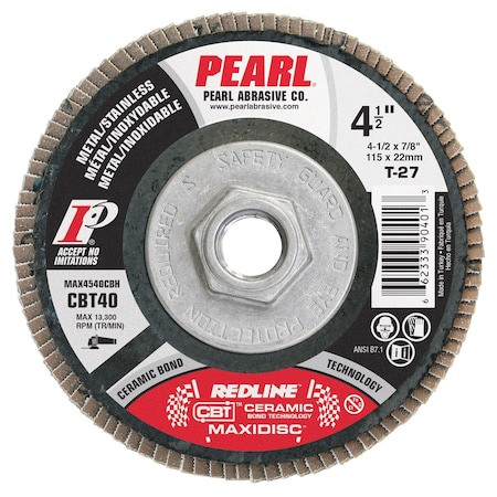 Pearl Redline CBT Maxidisc 4-1/2 X 5/8-11 CBT40 T-27 MAX4540CBH