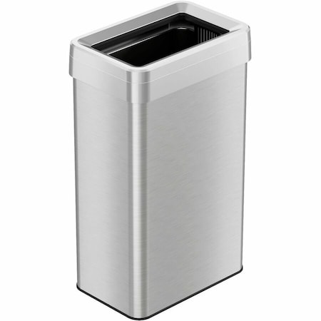 Hls Commercial 18 gal Rectangular Trash Can, Silver, Open Top, Stainless Steel, 10.24 in HLS18UOT