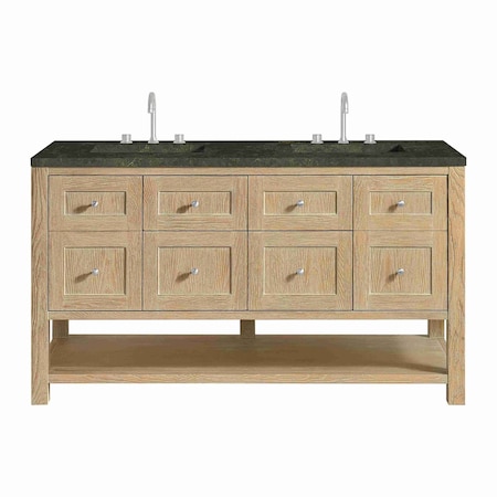 James Martin Vanities Breckenridge 60" Double Vanity, Whitewashed Oak, w/ 3 CM Phantome Eclos Top 330-V60D-WWO-3PHT
