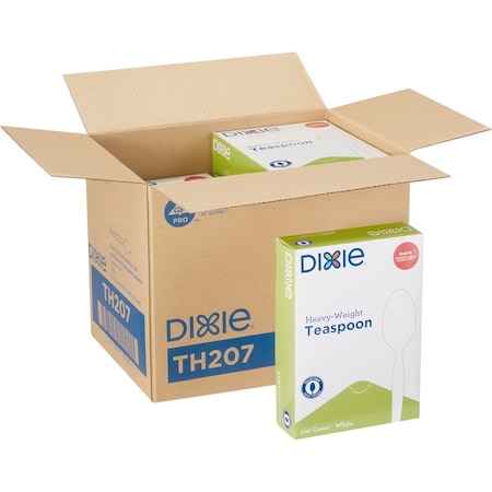 Dixie Heavyweight Disposable Teaspoons GrabNGo by GP Pro, White, 1000PK DXETH207CT