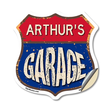 Signmission Arthur's Garage, 18 Inch X 18 Inch, Vinyl Decal SHI-D-18-383-ARTHUR