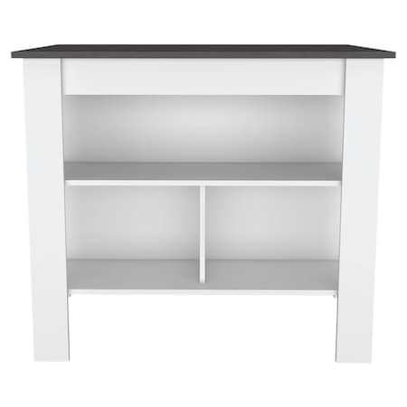 Homeroots 41in Dark Brown and White Wood Kitchen Island Set With Storage 519046
