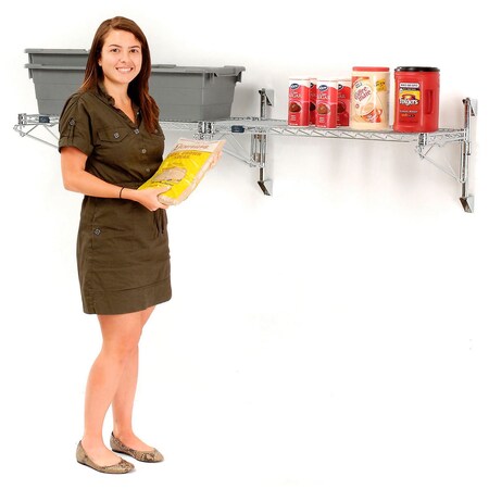 Global Industrial Nexel Chrome Adjustable Wall Mount Wire Shelving, 1 Shelf, Add On, 42"Wx14"Dx14"H B1137011