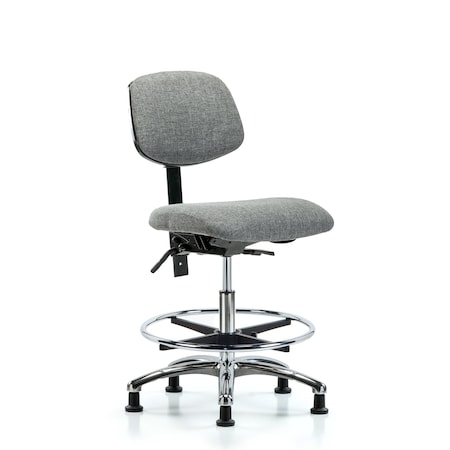 Blue Ridge Ergonomics Chair, Fabric, Med Bench, Chr CF Glides, Gry, No Arms, 22" to 29" Height, Gray BR-FMBCH-CR-T0-A0-CF-RG-F44
