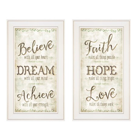 Homeroots Set Of Two Faith or Believe 1 White Framed Print Wall Art, 2PK 406015