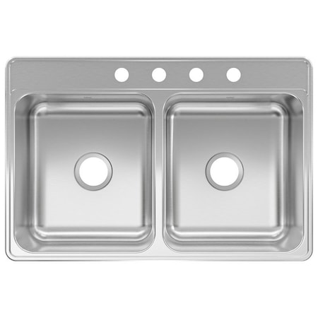 Kindred KINDRED CDLA3322-7-4N Kitchen Sink, 15 in W Bowl, 7 in D Bowl, Stainless Steel CDLA3322-7-4N