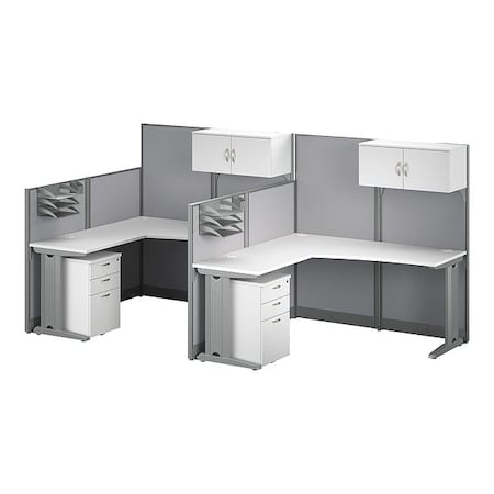 Bush Business Furniture Modular Cubicle Workstation, 64 1/2 in D X 62 7/8 in H, 129 in W X OIAH008WH