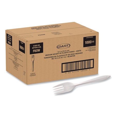 Solo Style Setter Medium Weight Polypropylene Cutlery, Fork, Plastic, White, 1000PK F6OW