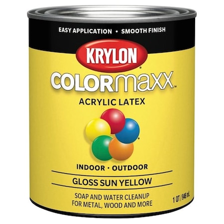 Krylon Paint, Gloss, Sun Yellow, 32 oz, 100 sq-ft Coverage Area K05645007
