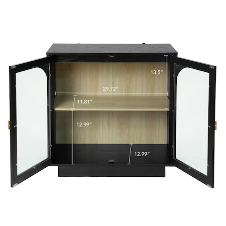 Homeroots 31in Black Wood Accent Cabinet With Two Doors 716318
