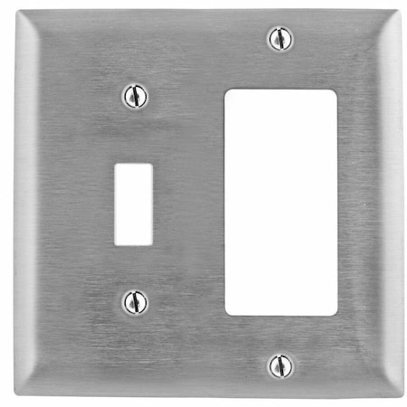 Hubbell Wiring Device-Kellems Toggle Switch/Rocker Wall Plates and Box Cover, Number of Gangs: 2 Stainless Steel, Brushed Finish SS126