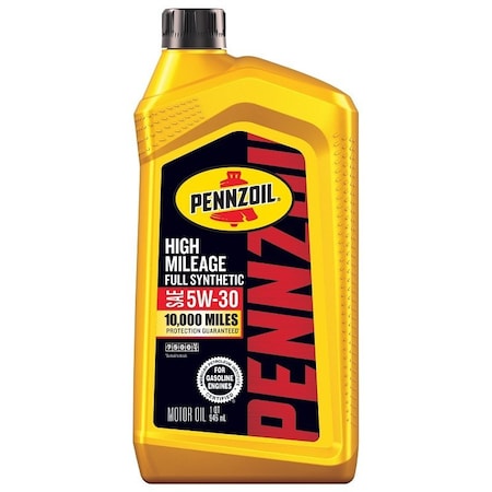 Pennzoil High Mileage Full Synthetic Motor Oil, 5W-30, 1 qt Bottle 550069993