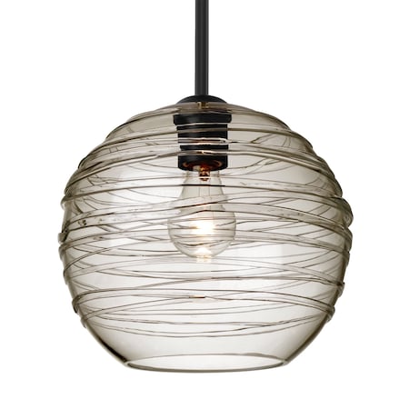 Besa Lighting Besa Wave 10 Pendant, Smoke, Black Finish, 1x 60W MAX E26 Base 1TT-462702-BK