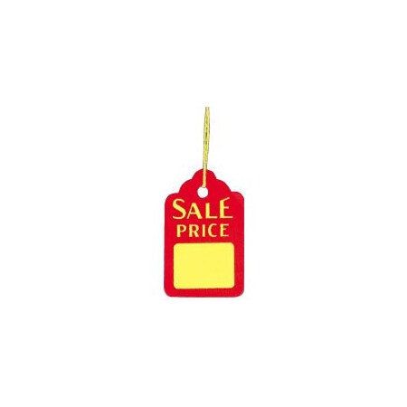Specialty Store Services Red And Yellow Sale Price Tags With Strings, 1 1/8 In. W X 1 3/4 In. H 5945