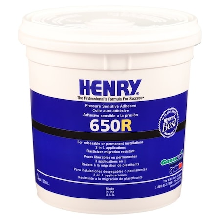 Henry Pressure Sensitive Adhesive, Paste, Mild, White, 1 gal 12849