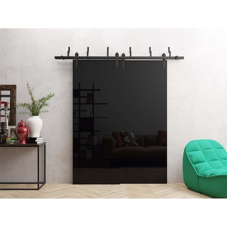 Sartodoors Sliding Closet Barn Bypass Doors 60 x 96 inches, Planum 0010 Gloss Black, 6.6ft Rails Hardware Set,  PLANUM0010BBB-GLB-6096