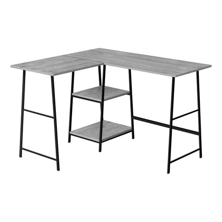Homeroots 47" Gray and Black Wood and Metal Corner Trestle Computer Desk 489990