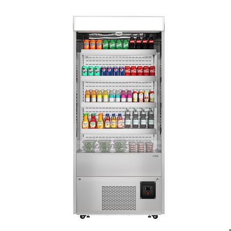 Koolmore 35.5 in. Open-Air Merchandiser Grab and Go Refrigerator, 18 cu. ft. in Stainless Steel KM-CDA-18C-SS