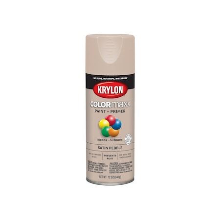 Krylon COLORmaxx Spray Paint, Satin, Pebble Gray, 12 oz, Aerosol Can, 6PK 5572