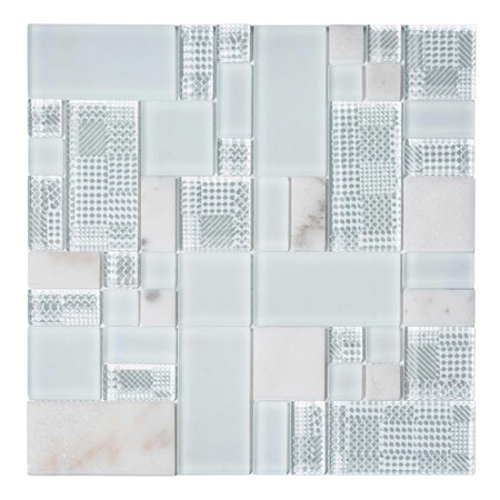 Apollo Tile Pearl White 11.7 in x 11.7 in Glass, Stone Polished Floor and Wall Mosaic Tile 4.75 sqft/case, 5PK APLCAS88023A