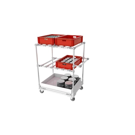 Trilogiq 3-Level Tubular Cart Including A Compartment Level And Horizontal Hand Bar. 32D-2