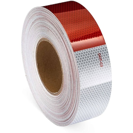 Wod Tape Retroreflective Tape with ReflectiveStripe Red-White: 6 in. x 50 yds, 8PK WOD RT5DOT-S6-06000-8-50-RW