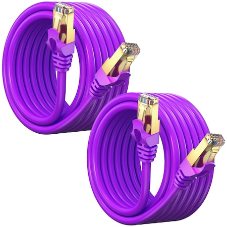 Maximm 12ft Flat Cat7 SFTP Shielded Ethernet Cable, 2PK, Purple, 2PK CAT7-12FTPURPLE-2PK