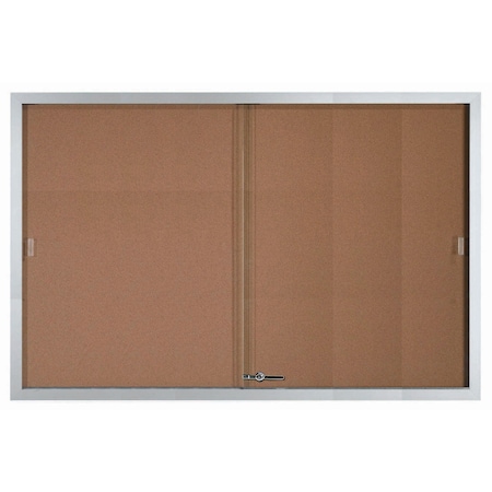 Aarco Enclosed Bulletin Boards w/ Sliding Glass Doors Satin Anodized Aluminium 48"x72" SBC4872