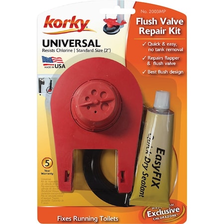 Korky 2'' EasyFix Universal Flush Valve Repair Kit with Adjustable Flapper 2003MP