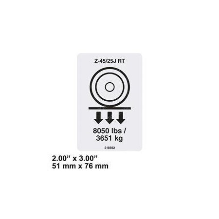 Genie REPLACEMENT DECAL-WHEEL LOAD-Z45/25J RT 218562