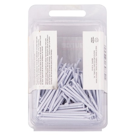 Prosource Panel Nail, 15D, 1-5/8 in L, Steel, Painted, Flat Head, Ring Shank, White, 171 lb NTP-082-PS
