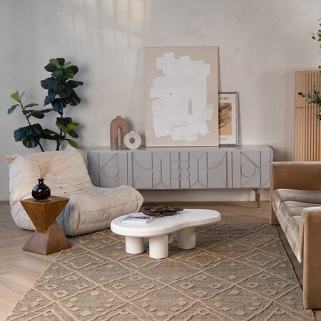 Homeroots 8' X 11' Beige and Brown Geometric Distressed Indoor Outdoor Area Rug 559077