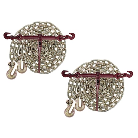 Mytee Products 5/16 16ft G70 Chain (2) and Ratchet Binder Boomer (2) Transport Chains, 2PK 51616CHRBx2